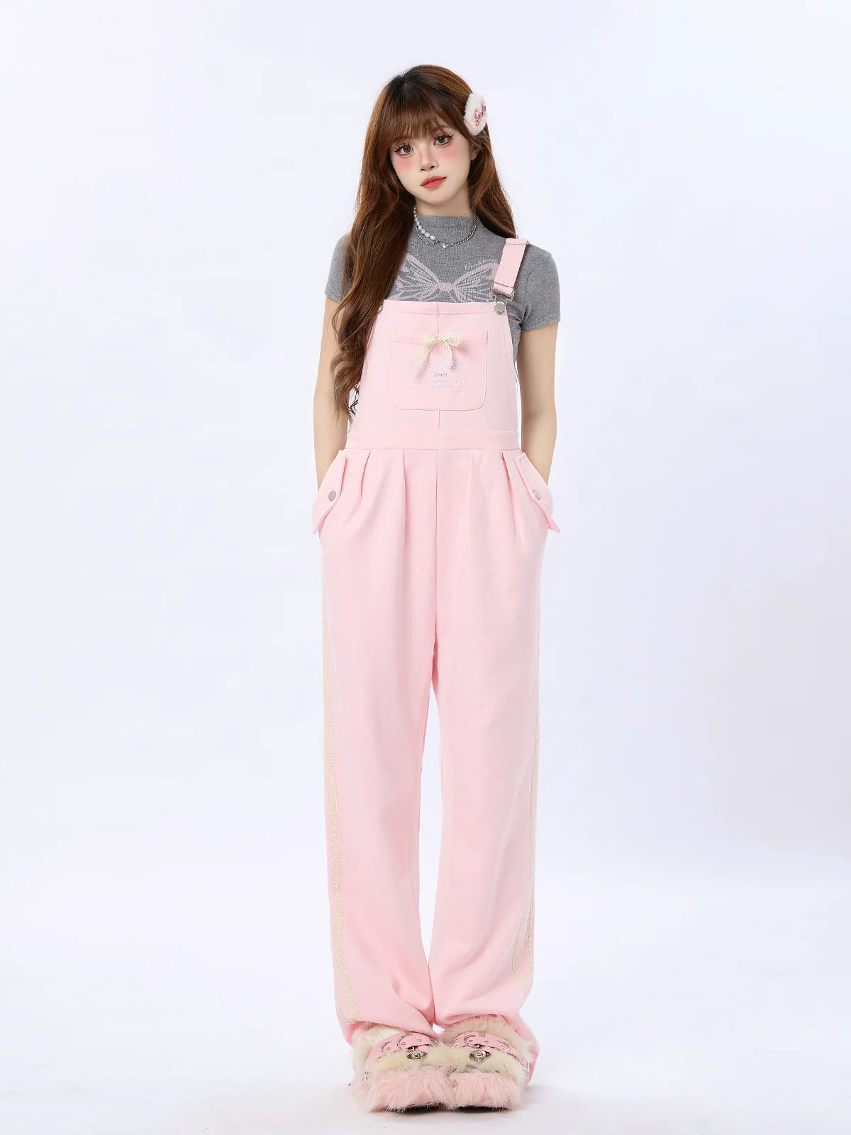 Sweet Loose Straight Casual Overalls High Waist