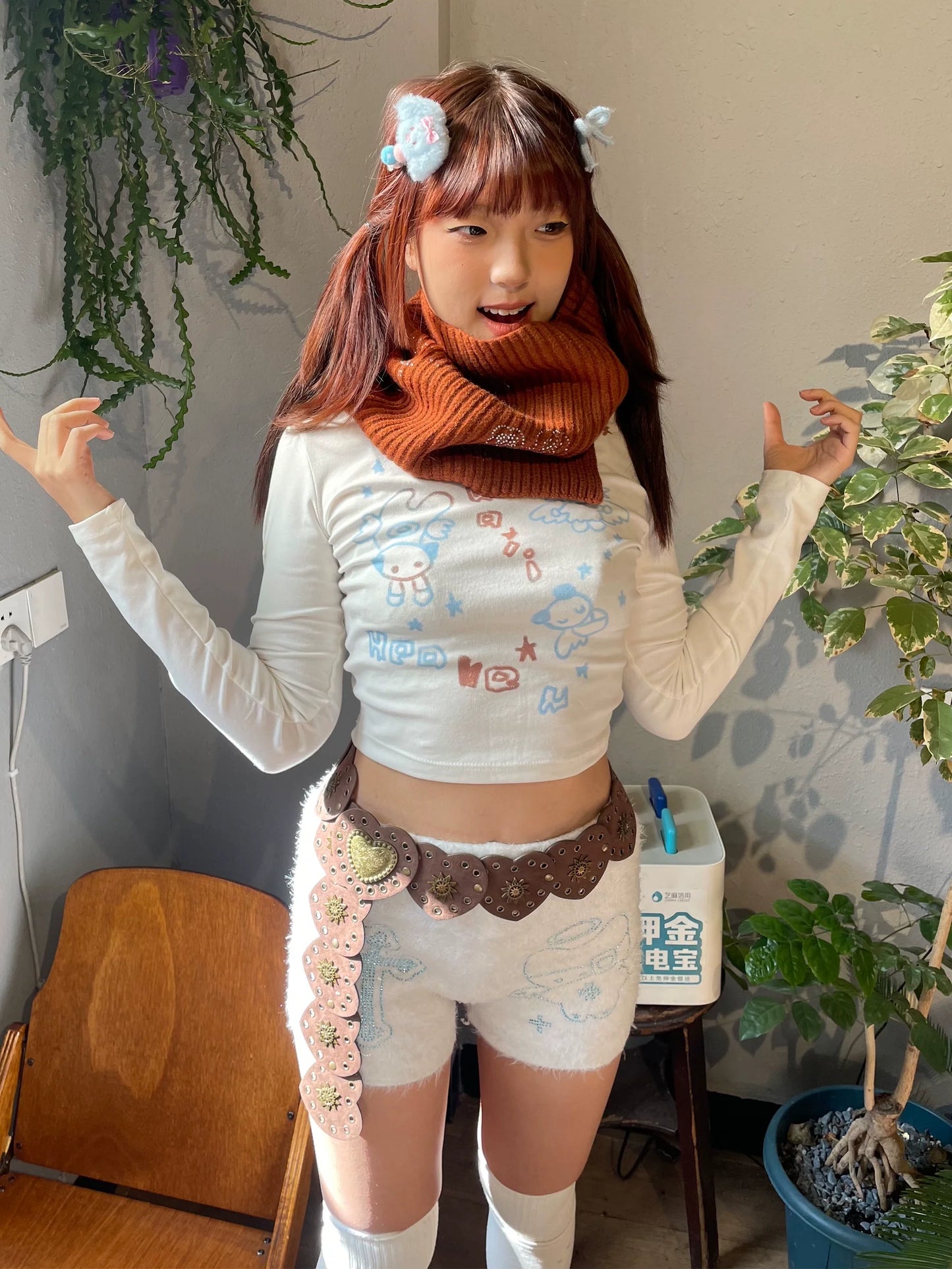 Fur Diamond Pattern Pants