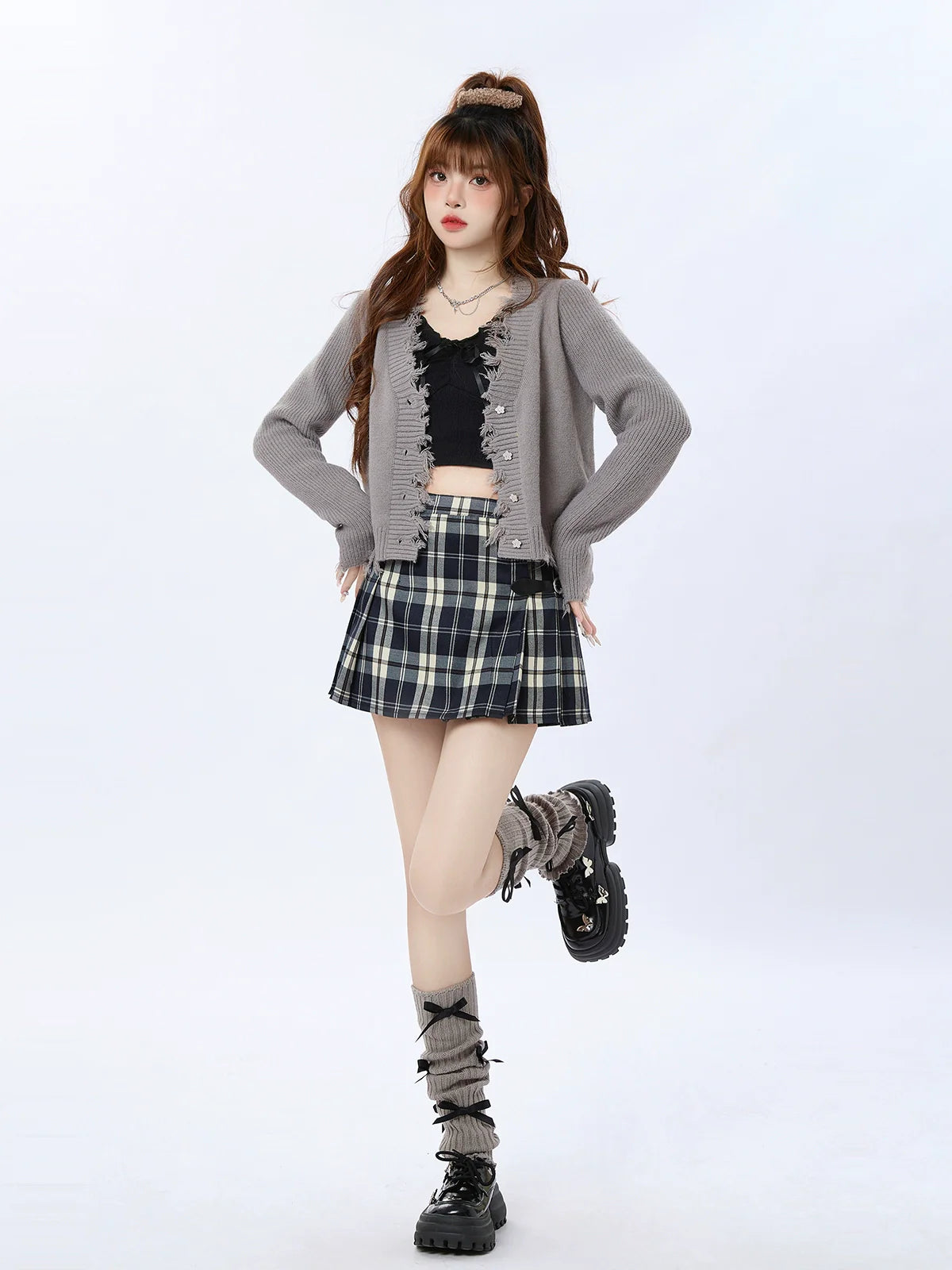 Schnalle Leder Stil Check Rock College Retro