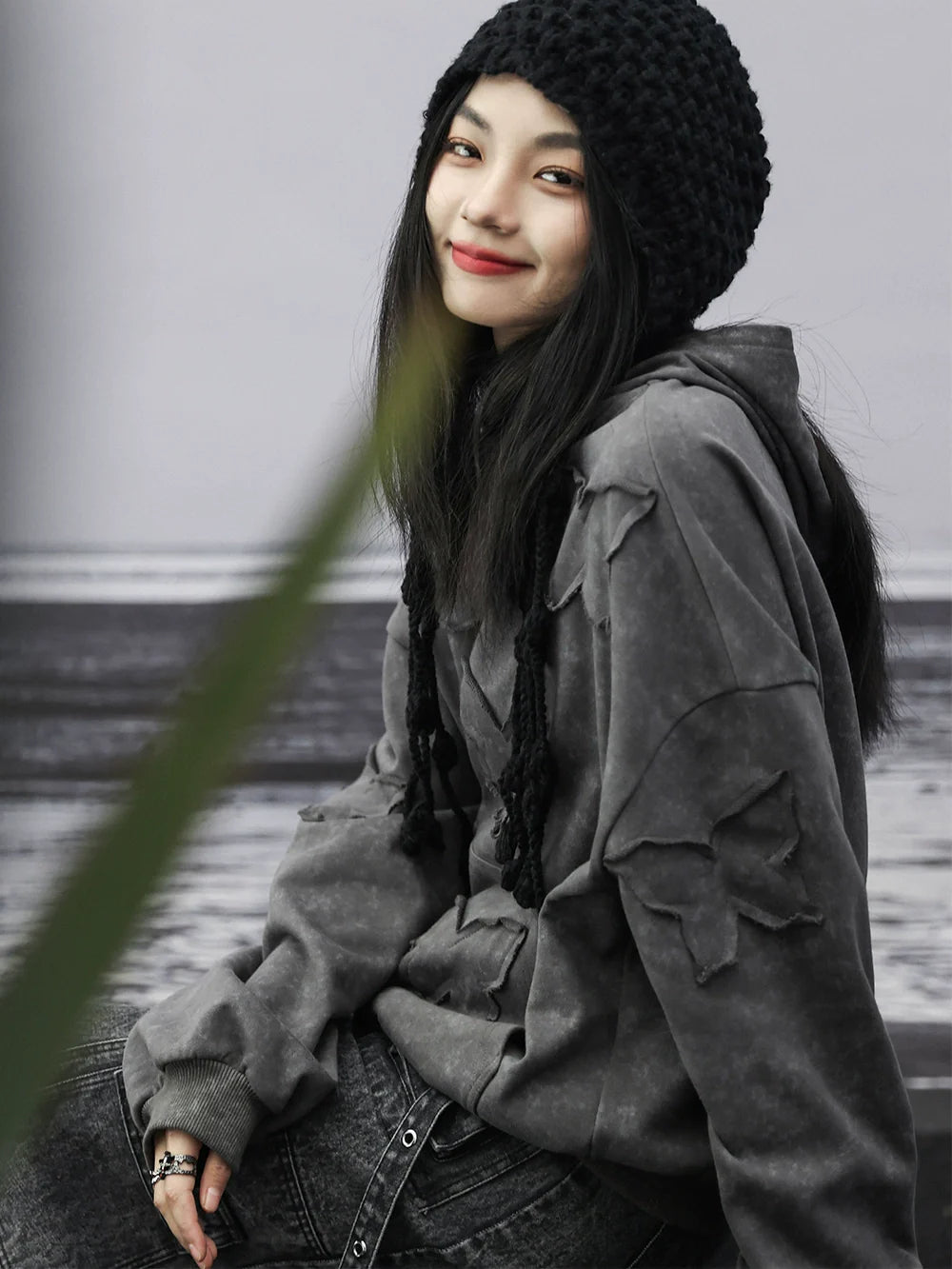 Schmetterling Kapuzenpullover mit lockerem Modus