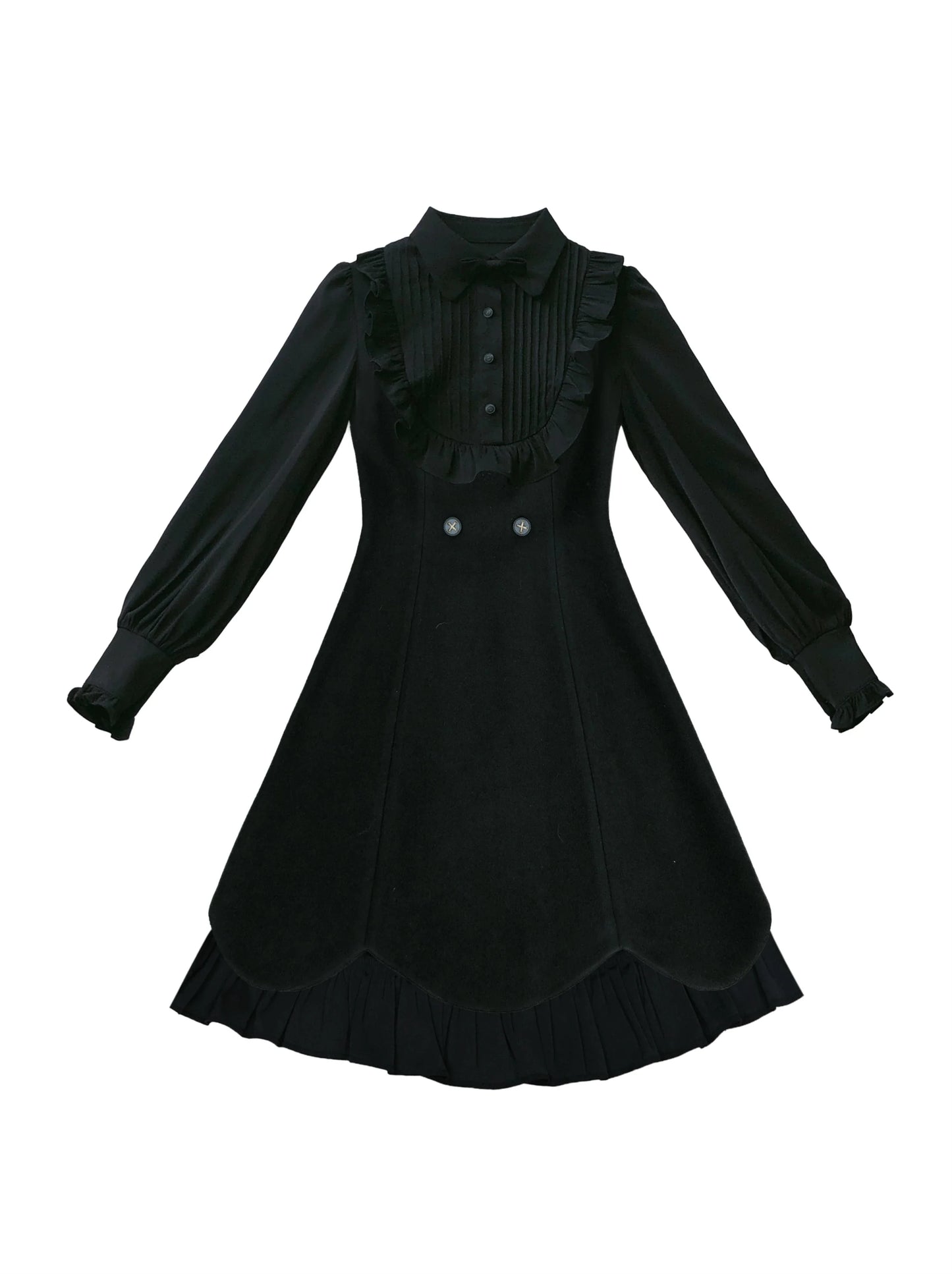 Kleid Retro Rüschen Zwei Mantel + Cape Faux Schwarz Rot Stück