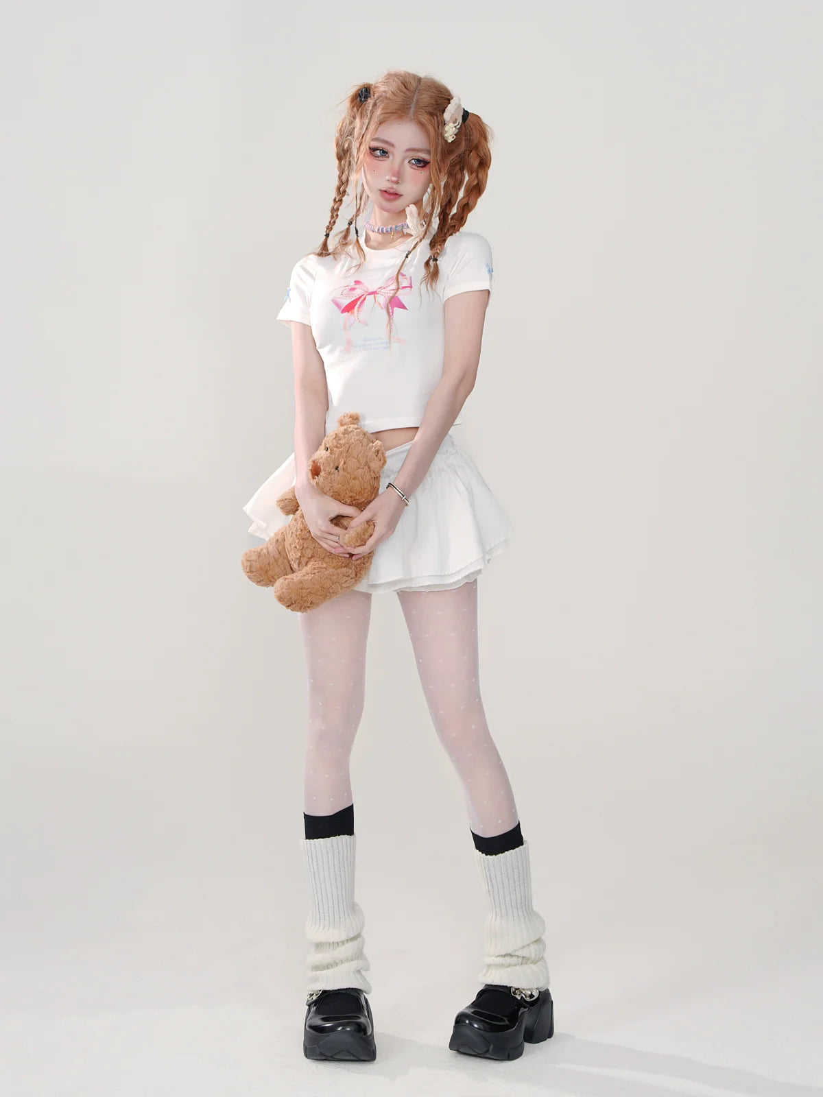 Girly Ribbon Print T-shirt Short