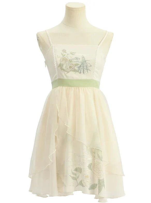 ドレス キャミソール チャイナ シフォン シアー ジャケット 花柄