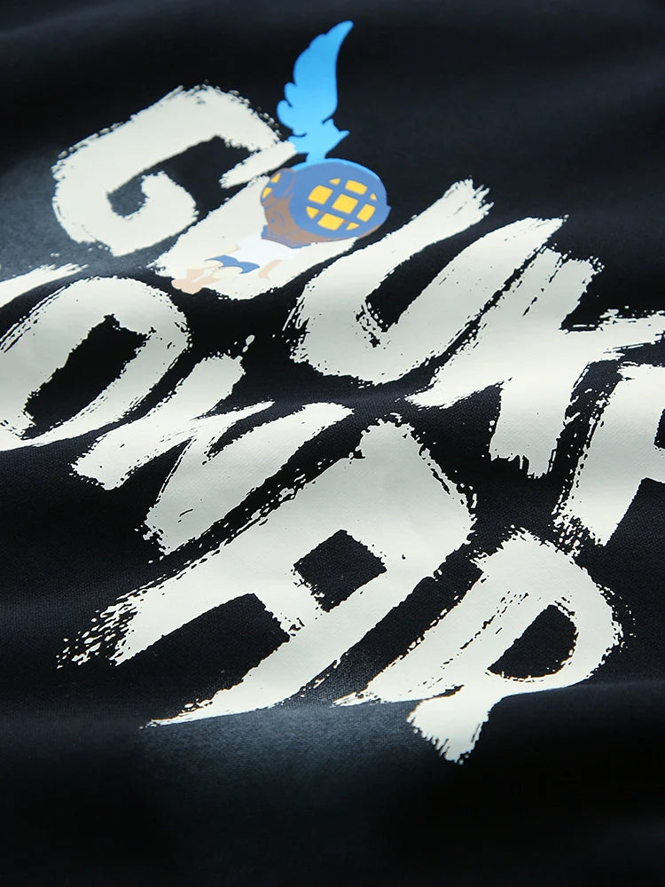 Logo Hooded Overloose Dark Hoodie