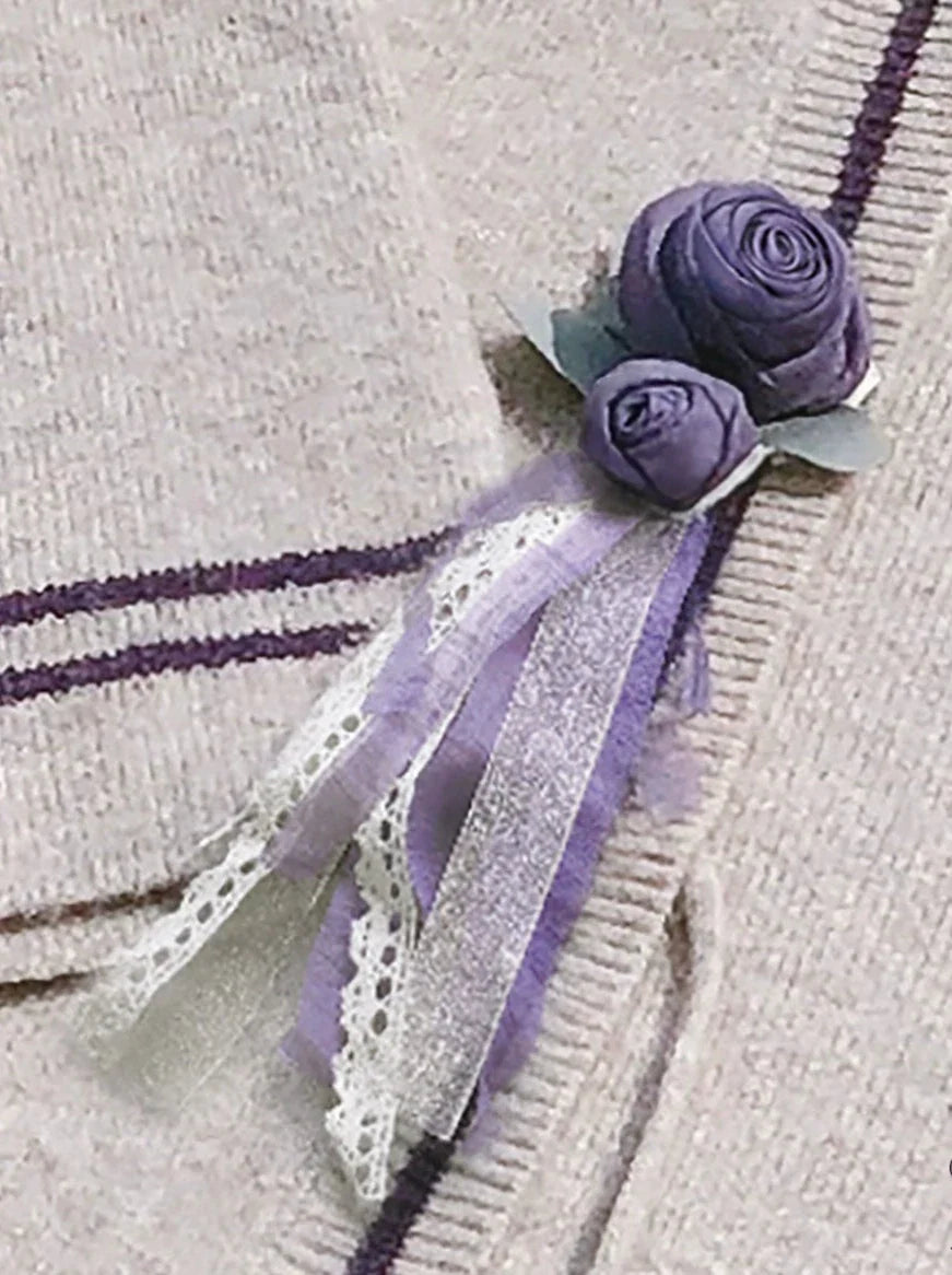 Kragen Rüschenband Japanisch + Retro Shirt Corsage Ärmel Strick Cardigan Kleid Weste Stand