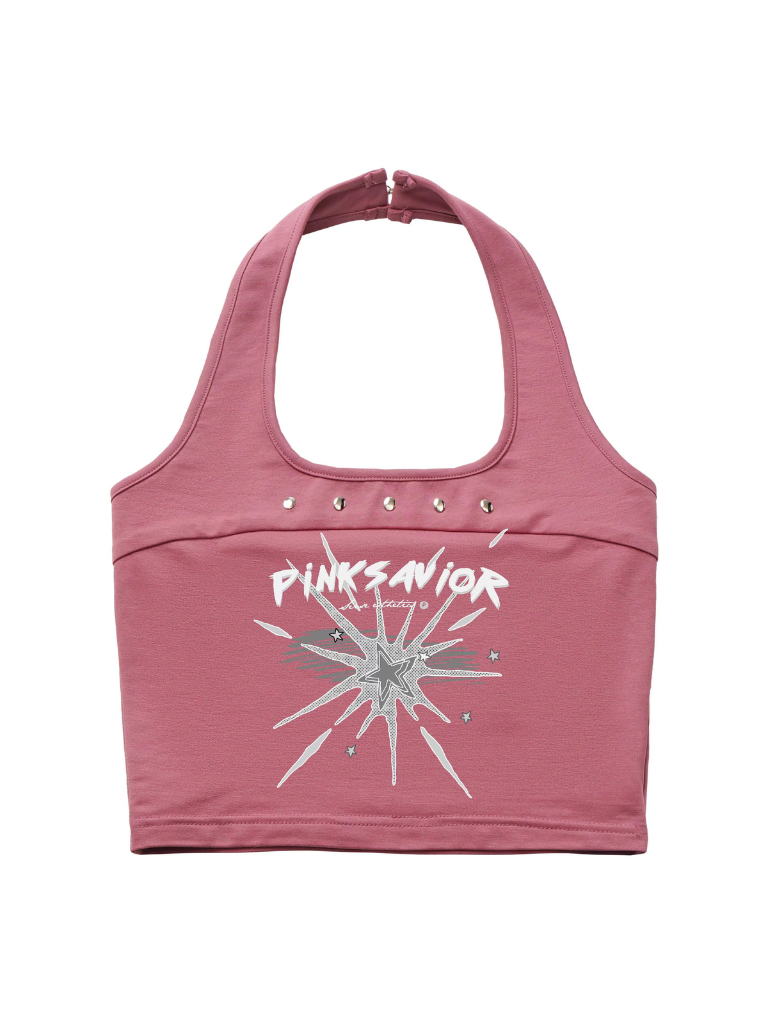 Fur Ball Zip Slit V-Neck Hoodie + Halter Neck Cami Top