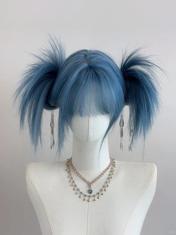 Straight Air with Wig Bangs 60CM Blue