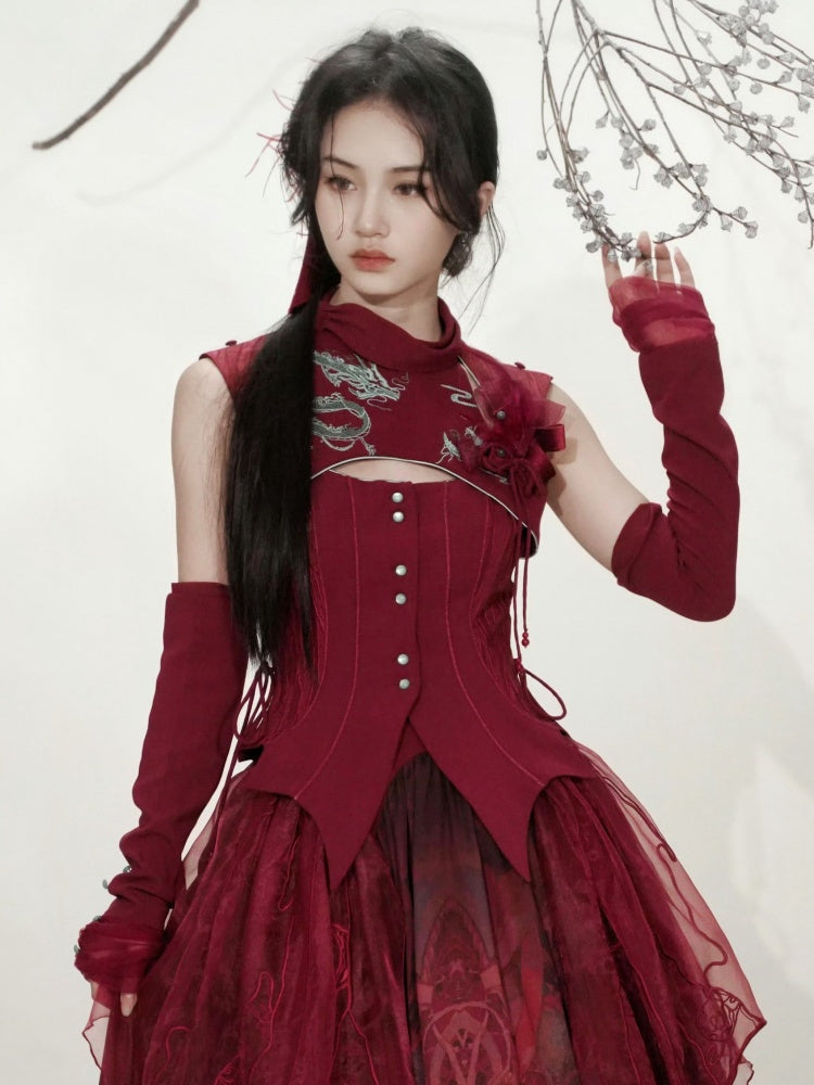 Rot / Schwarz / Lila Feder Haarspange