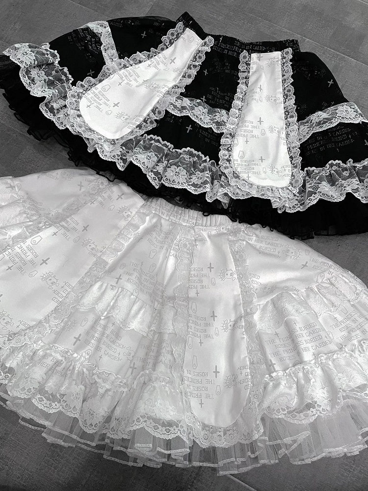Black Punk Tiered Skirt with Detachable Bunny Ears & Undies