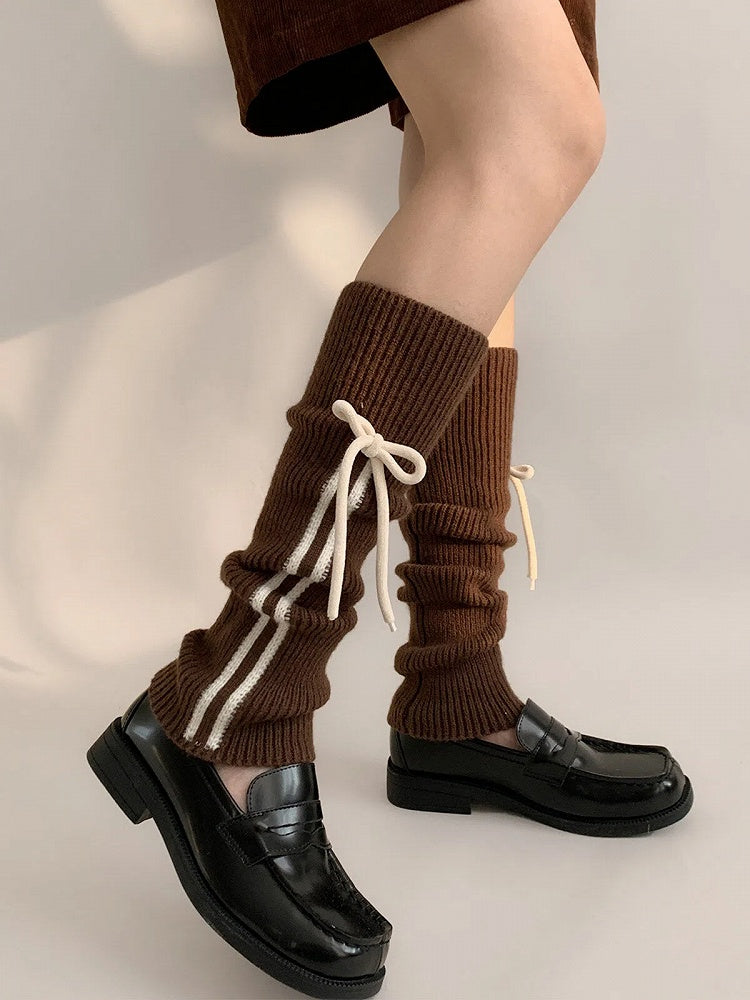 Leg Knit Bow-Tie Ribbed Colors) Warmers (4