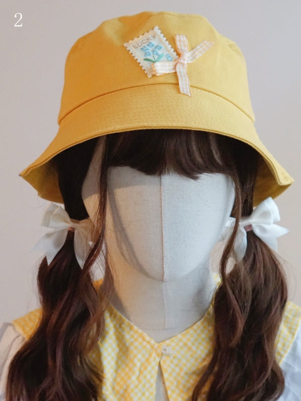 Options 2 Bowknot Yellow Bucket Details Hat