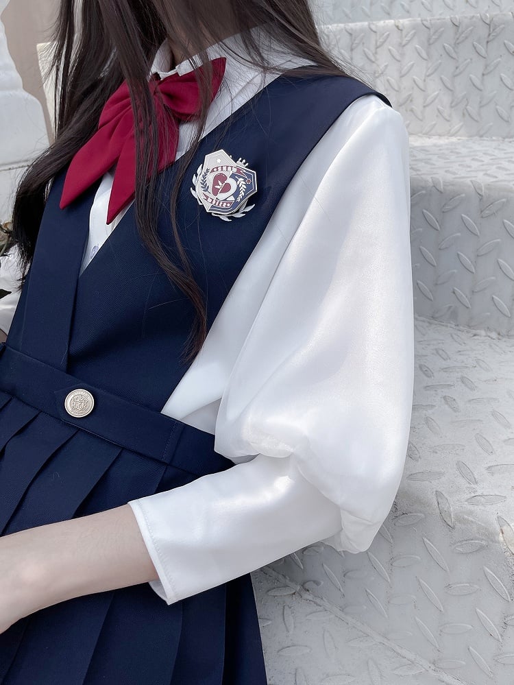 Leg-of-Mutton Sleeves Chiffon Shirt White