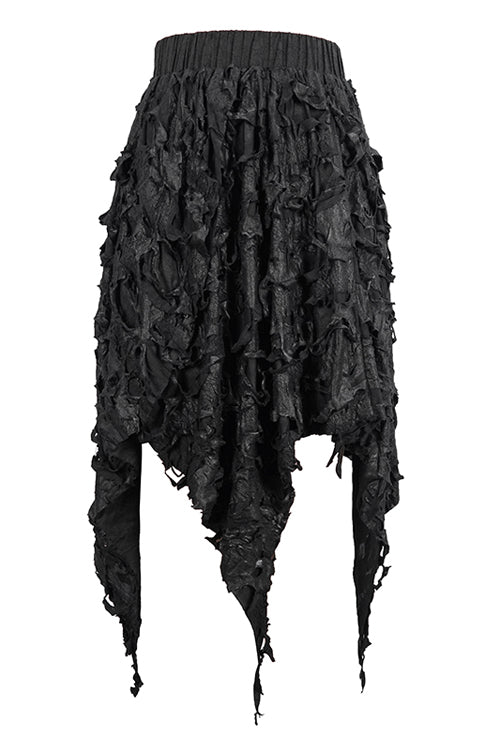 Ragged Hem Punk Black Mini Skirt
