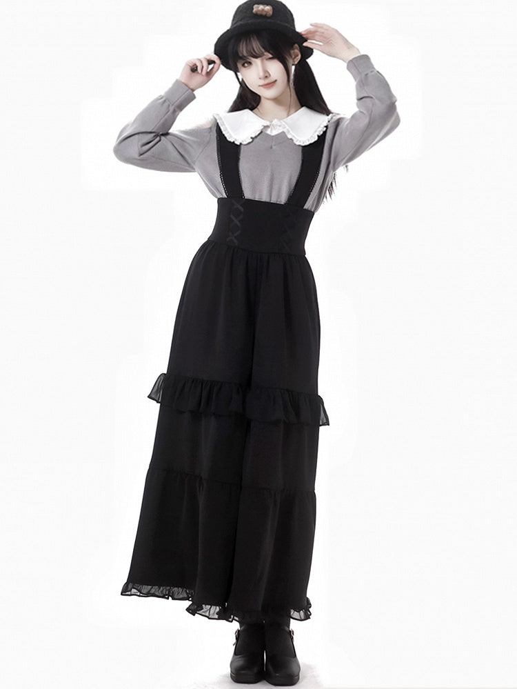 Wine Red/Grey Peter Pan Collar Sweater