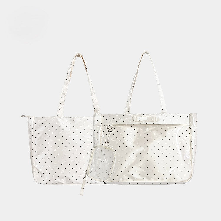 Dot White Ita Pattern Bag Polka Satin Daily