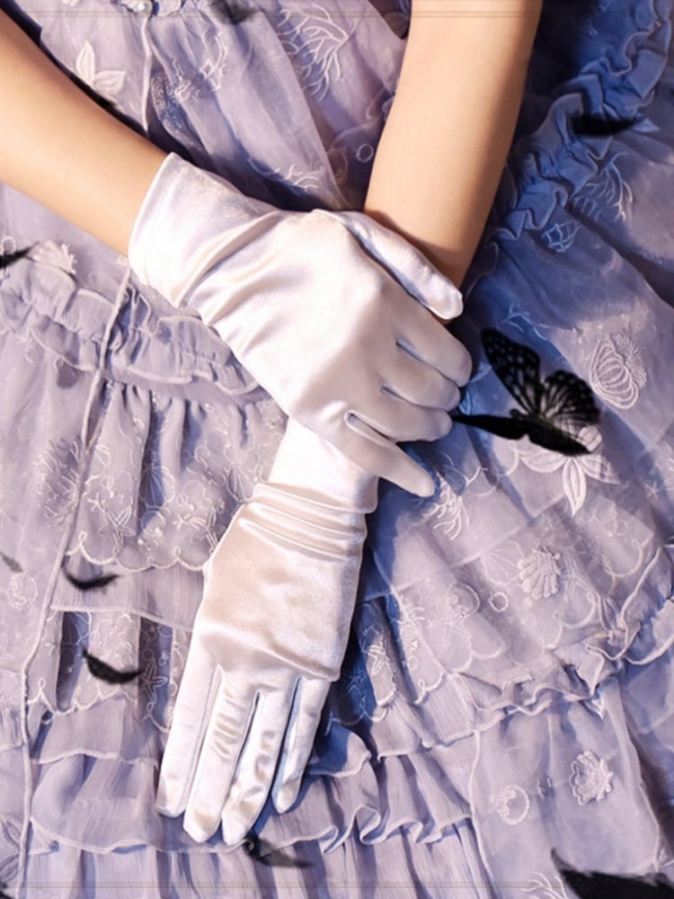 Black/White Gloves Satin