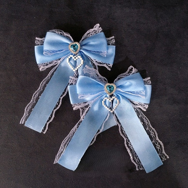 3 Hairclip Colors Bow Lace Heart Rhinestone