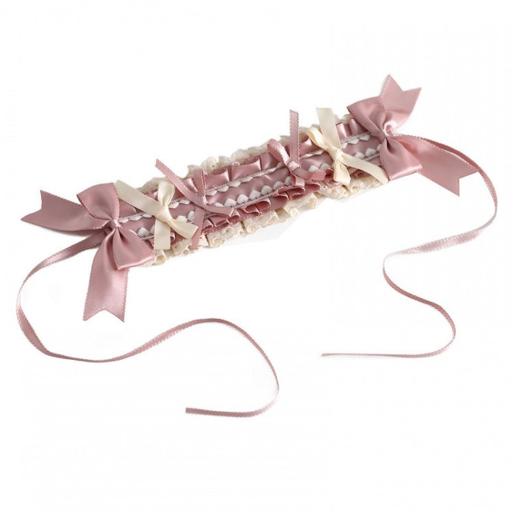 Bowknot Ballet-Style Beige Hairband Gorgeous Lace Pink