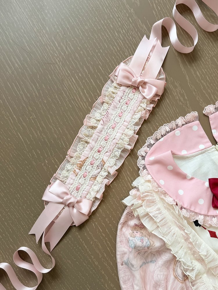 Sweet Lolita Hairband with Blue/Pink Lace and Satin Bows - Forest Fairy Tales