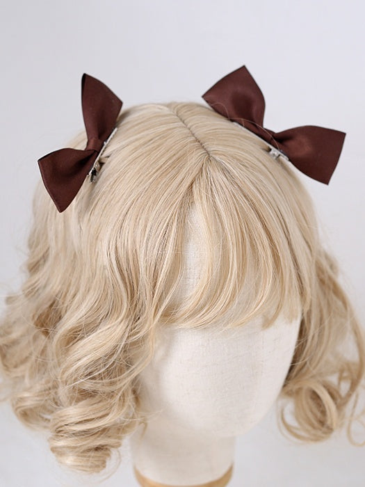 Hairclips A Pair Bowknot Brown Cute of