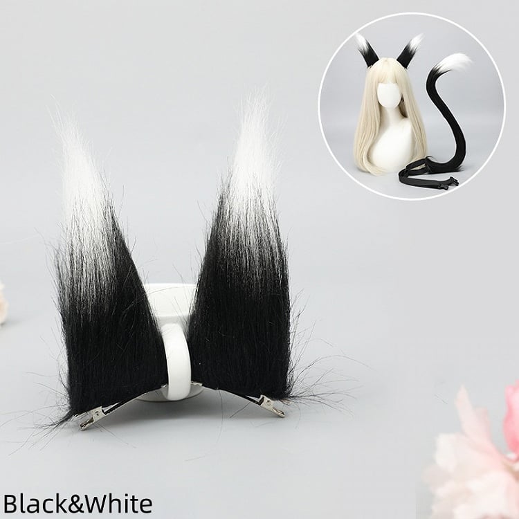 Colors 5 Fur Lolita Fox Ear Cute Clips Long Hair Faux