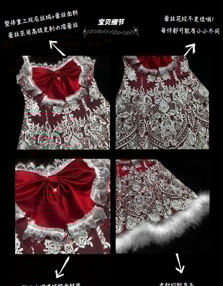 Elegantes Gothic-Camisole-Kleid in Rot für Weihnachten