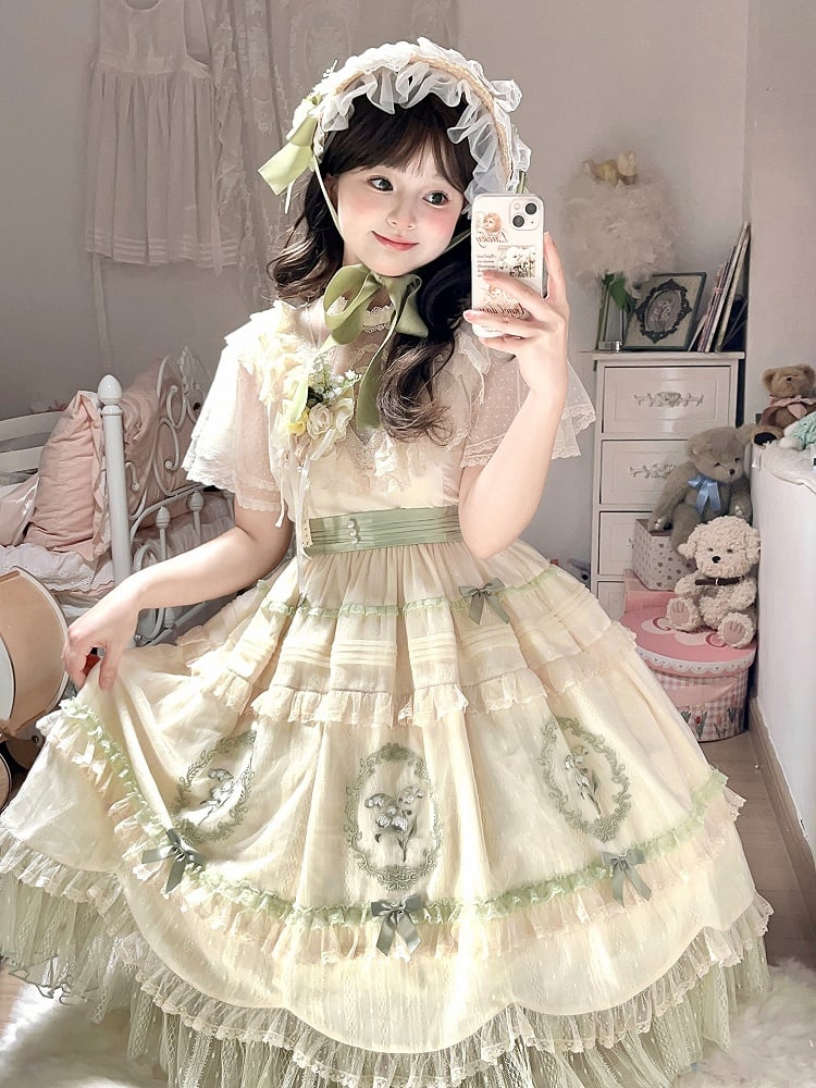 der Stickerei Voll Elegant Lily Neck Rock / von OP Lolita Kleid Set Valley Classic Edward