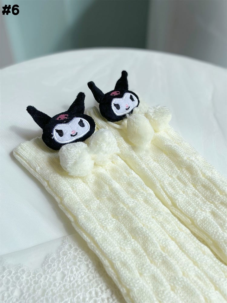 Weiße süße Lolita-Strick-Beinwärmer