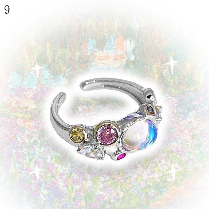 Ring 9 Strass Y2K Bittersüß Verzierte Optionen