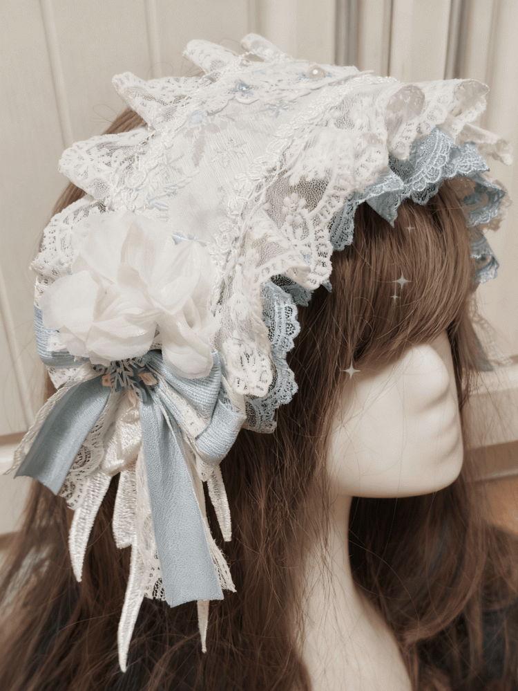 Sweet Pink/Blue Bowknot Lace Lolita Floral Hairclip