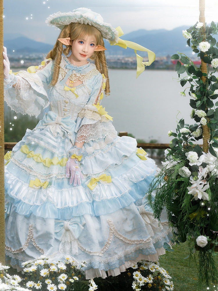 Sleeves Gorgeous Hanayome Large + Blue Bell Lolita Dress Hat Gloves