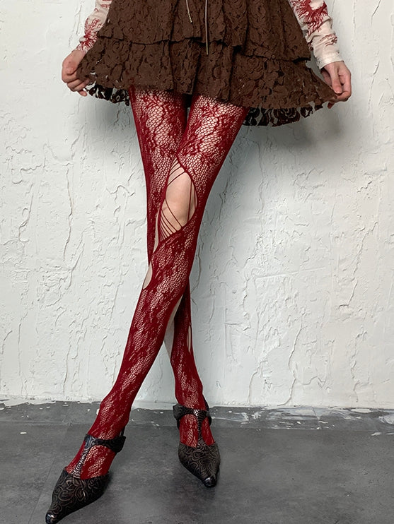 Y2K Color Options Hollow-out Design Cut-out 4 Details Tights