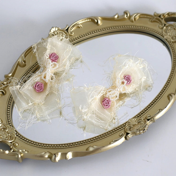 Hairclips Pink Tulle Lolita Cream