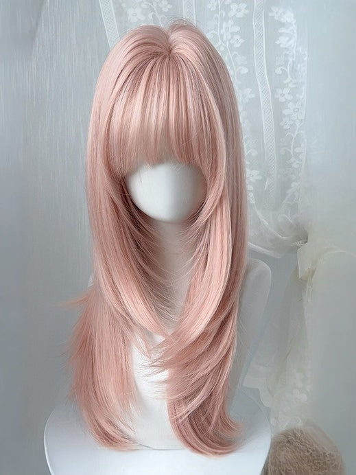 Pink 65cm Straight Air Bangs Wig - Meow Island Wig