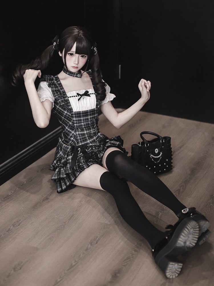 Black Plaid Choker - Ekomi