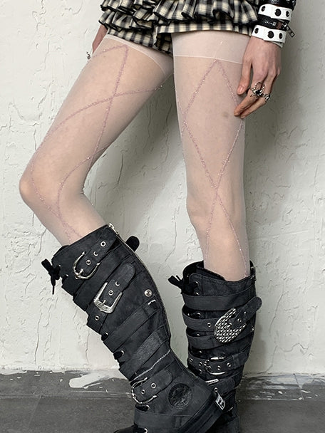 Y2Kタイツ ホワイト/ブラック