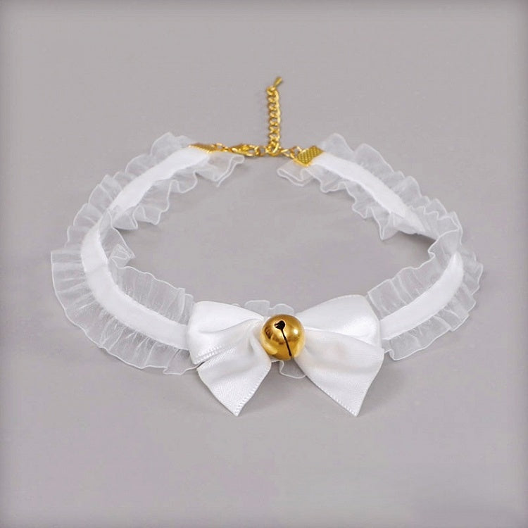 Bow Bell Choker Decorated Black/White/Pink Lace Cute