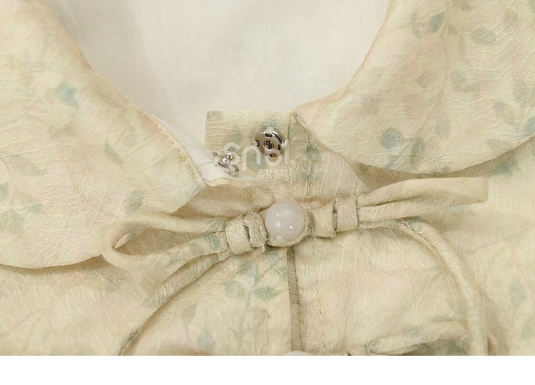 High-low Blouse Collar Trim Lace Pan Apricot Peter