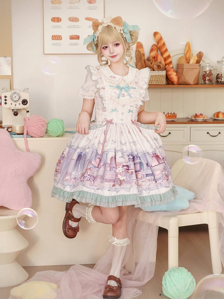 Braunes Plüsch-Katzenohren-Haarband mit grünen Schleifen