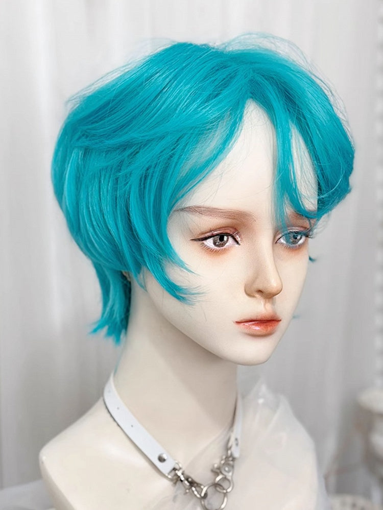 Perücke im blauen Stil mit Ouji-Glattpony, 35 cm Länge