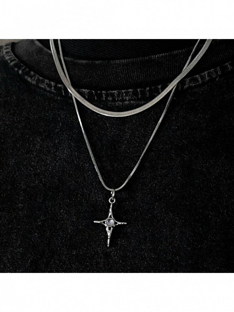 Silver Cross Pendant Necklace - Strange Sugar