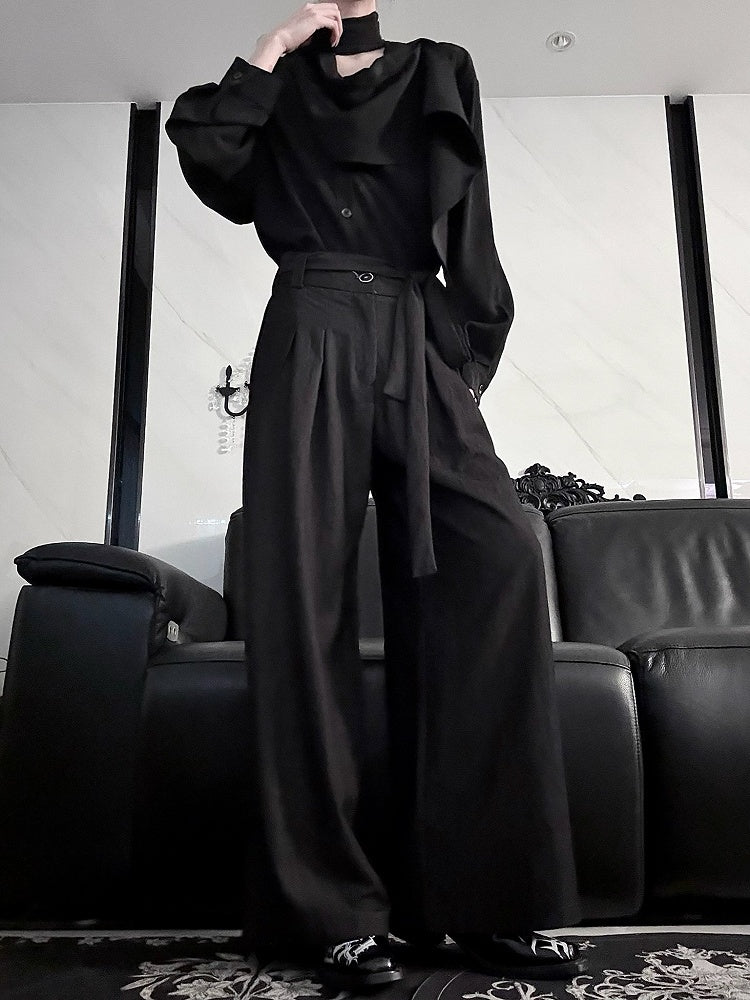 with Shirt Neckline Ouji Scarf Long Lolita Sleeve Black