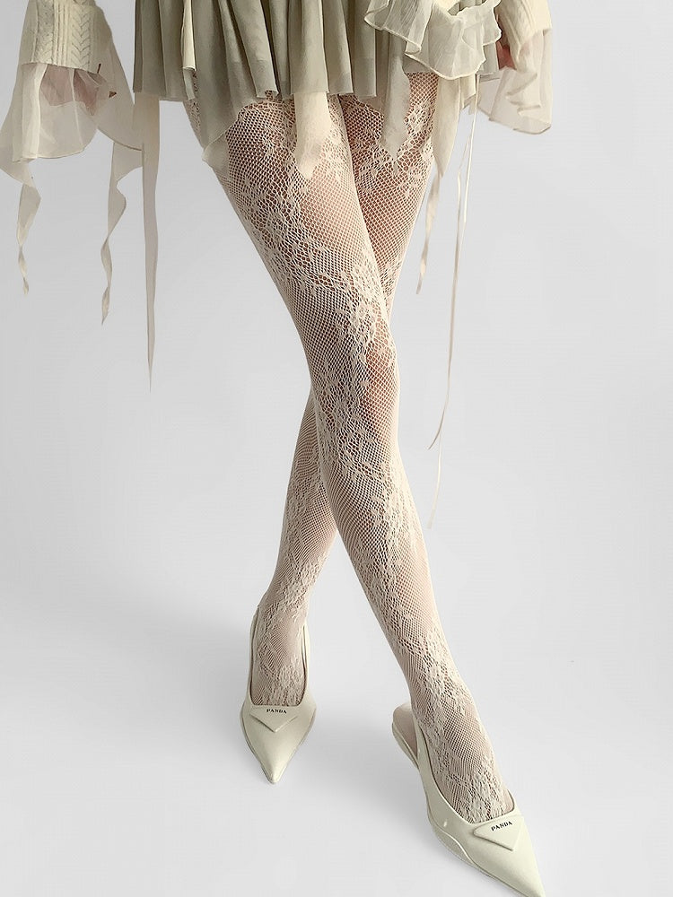 Tights Fishnet Floral Lace Pattern 5 Colors