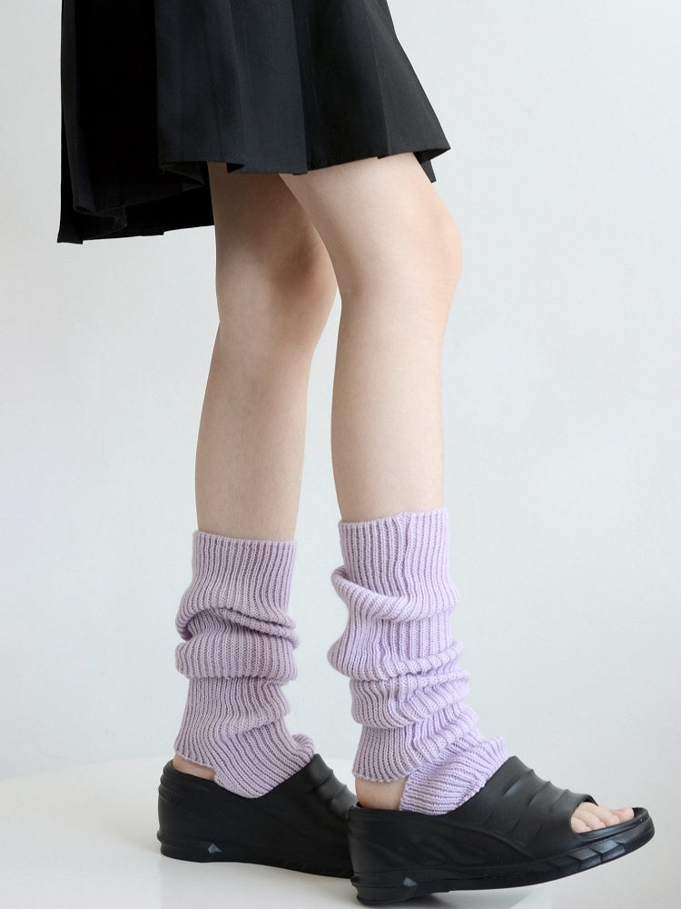 4 Colors Footed Knitted Leg Warmers