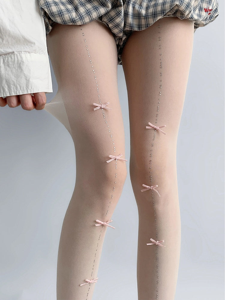 Pantyhose Sheer Rhinestone Detail Bow Colors) (5