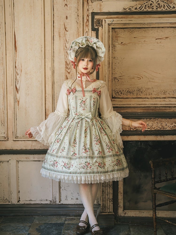 Refined Lolita Flounced Flare Sleeve Blouse with Pearl Buttons & Lace Trim - Miss Cube Dressworks