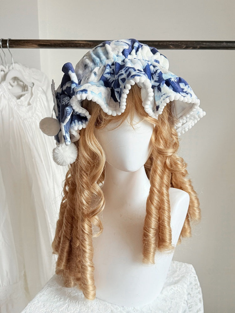 9 Color Options Sweet Lolita Baby Hat with Pompom Bow Accent