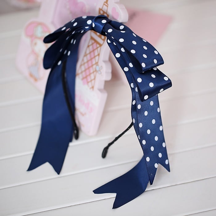 Lolita Dark KC / Dusty Blue Dot Pink Sweet Bowknot Polka
