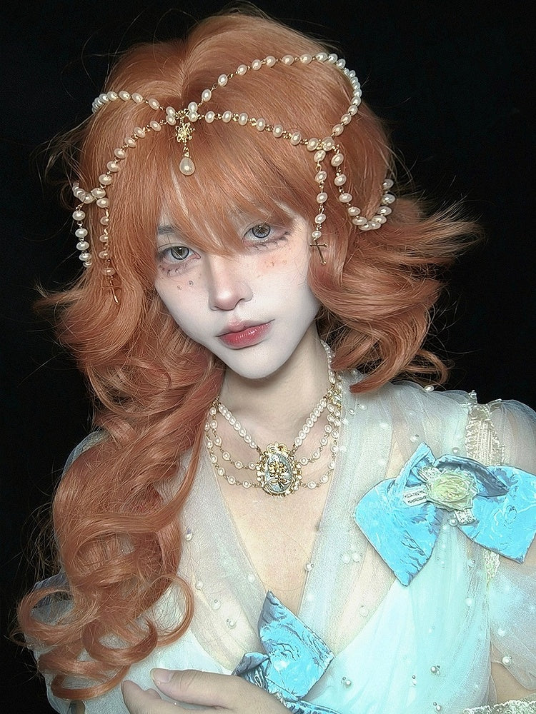 前髪70cmのオレンジウィッグ(ウェーブエア付き)