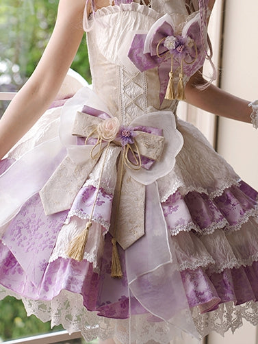 Lila Blau Kleid Accessoire Schleife Rosa Groß /